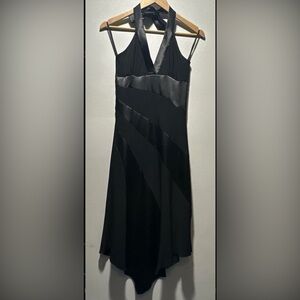 Vintage Taboo Black Halter V-Neck A-line Asymmetrical Hem Made in the USA Size M